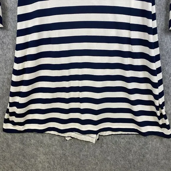 Soft Surroundings Women's Large Navy White Stripe V Neck Side Wrap Dress - Picture 11 of 14